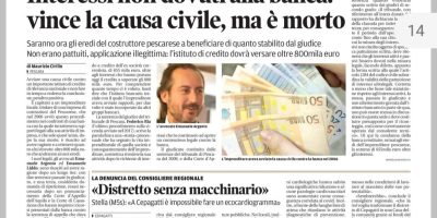 Il Centro «Interessi non dovuti alla banca: vince la causa civile, ma è morto»