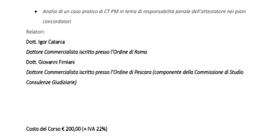 Convegno Ordine Commercialisti 11.02.2015: la Consulenza Tecnica per Il Pubblico Ministero