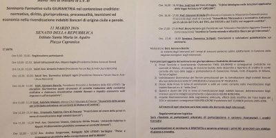 Seminario sul Contenzioso Bancario – Roma 11.03.2016 – Senato Della Repubblica