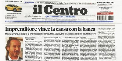 Il Centro: «Imprenditore vince la causa con la banca»